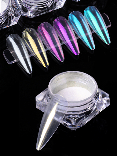 Glitter Chrome Pigment - жемчужная втирка для ногтей №02, 1 шт