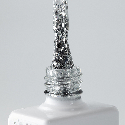 MoodNail, Just shine - гель-лак с серебряными шестигранниками (silver), 10 гр