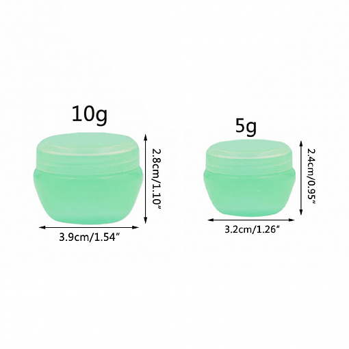 Набор баночек для косметики с крышкой зеленые (5 мл + 10 мл)