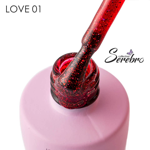 Serebro, гель-лак с блестками "LOVE" №01, 8 мл Serebro, гель-лак с блестками "LOVE" №01, 8 мл