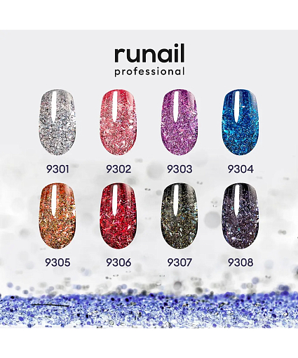 RuNail, набор гель-лаков светоотражающих Shimeria Potal (8 оттенков по 7 мл)