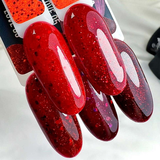 Serebro, гель-лак с блестками "LOVE" №02, 8 мл