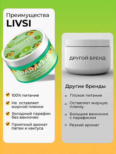 ФармКосметик / Livsi, Cream paraffin - крем парафин для рук и ног (Кактус-Папайя), 50 мл