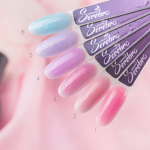 УЦЕНКА, Serebro, Yuki base - цветная база с мерцающими хлопьями Юкки №03, 11 мл